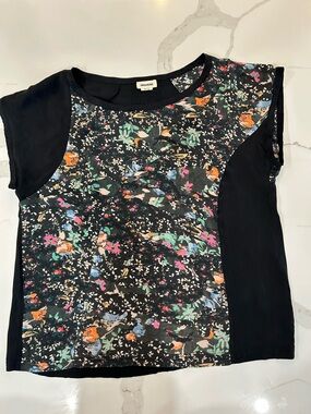 Zadig & Voltaire Toleac floral asymmetrical design top, Size Large
